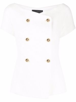 Philipp Plein blazer croisé à manches courtes - Blanc