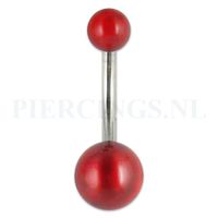 Navelpiercing parelmoer rood - thumbnail