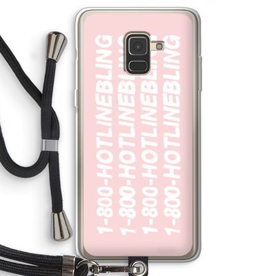 Hotline bling pink: Samsung Galaxy A8 (2018) Transparant Hoesje met koord