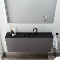 Zaro Polly toiletmeubel 120cm donkergrijs met zwarte wastafel met kraangat - thumbnail
