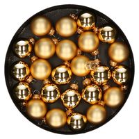 Mini kerstballen - 24x stuks - goud - glas - 2,5 cm - thumbnail