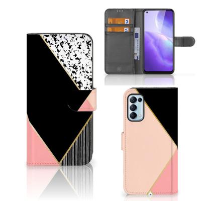 OPPO Find X3 Lite | Book Case | Zwart Roze Vormen