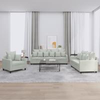3-delige Loungeset met kussens fluweel lichtgrijs