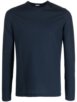 Zanone t-shirt en coton à manches longues - Bleu