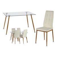 Tafel met vier stoelen Gift Decor Davi 70 x 75 x 120 cm Metaal Kristal