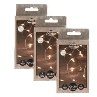 Draadverlichting - 3x - 100 led lampjes - warm wit - zilver draad - 500 cm - lichtdraad
