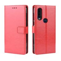 Retro Crazy Horse textuur horizontale Flip lederen case voor Motorola één actie met houder & kaartsleuven & fotolijstjes (rood)