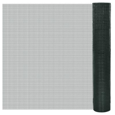 Kippengaas 25x1 m gegalvaniseerd staal met PVC-coating groen