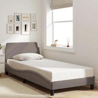 Bedframe met hoofdeinde zonder matras 90x190 cm stof taupe