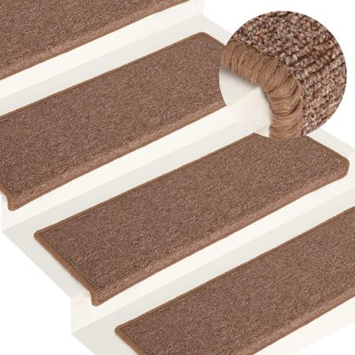 VidaXL Trapmatten 15 st 65x21x4 cm bruin rechthoekige rand