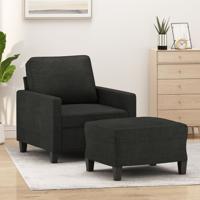 Fauteuil met voetenbank 60 cm stof zwart