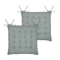 Stof Textile stoelkussen Coline - 2x - mintgroen - 38 x 38 x 4 cm - touwtjes sluiting