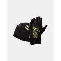 Ronhill Beanie and Glove Set Black/Yellow - thumbnail