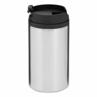 Thermosbeker/warmhoudbeker Koffie To Go - metallic zilver - 290 ml - dubbelwandig - met schroefdop Thermosbeker/warmhoudbeker Koffie To Go - metallic zilver - 290 ml - dubbelwandig - met schroefdop