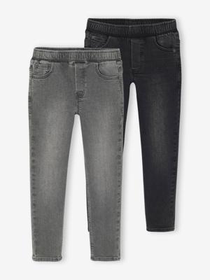Set van 2 slim-fit jeans met elastische en verstelbare taille denimgrijs