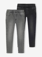 Set van 2 slim-fit jeans met elastische en verstelbare taille denimgrijs
