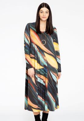 Yoek Jurk met plooien | Zwart | Maat 46/48