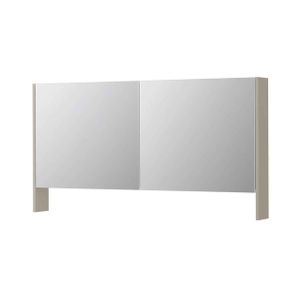 INK SPK3 Spiegelkast - 140x14x74cm - 2 deuren - dubbelzijdige Spiegel - open planchet - schakelaar en stopcontact - MDF lak Mat kasjmier grijs 1110329
