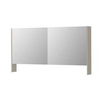 INK SPK3 Spiegelkast - 140x14x74cm - 2 deuren - dubbelzijdige Spiegel - open planchet - schakelaar en stopcontact - MDF lak Mat kasjmier grijs 1110329