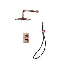 Inbouw Regendouche Set Boss & Wessing Copper Pro Wanduitloop en Staaf Handdouche Geborsteld Koper 20 cm Boss & Wessing - thumbnail