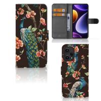 Xiaomi Poco F5 | Telefoonhoesje | Met pasjeshouder | Pauw met Bloemen