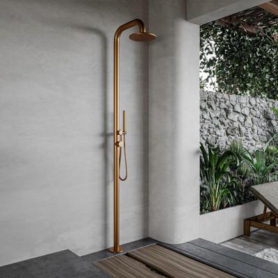 Buitendouche vrijstaand Fortifura Outdoor Deluxe Regendouche Met Handdouche Geborsteld Koper Fortifura
