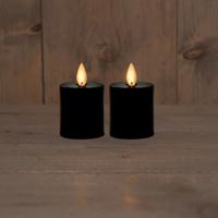 B.O.T. 2Pcs Candles Black 4,5X8 cm Moving Flame 2X2Aaa - Annas collection
