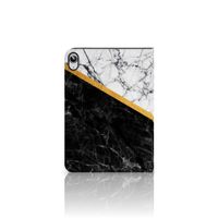 iPad (2022) 10.9 Leuk Tablet hoesje Marmer Wit Zwart - Origineel Cadeau Man - thumbnail