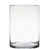 Transparante home-basics cilinder vorm vaas/vazen van glas 25 x 18 cm   -