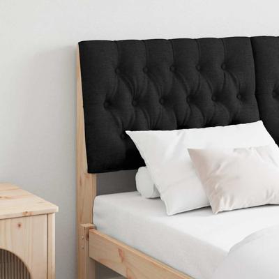 Gestoffeerd hoofdbord Zwart 135 cm Massief grenenhout