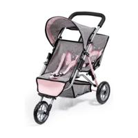 Poppenwagen Reig Jogger Tweeling Grijs Roze Wielen x 3