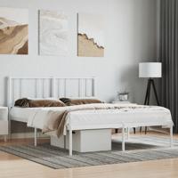Bedframe met hoofdbord metaal wit 150x200 cm