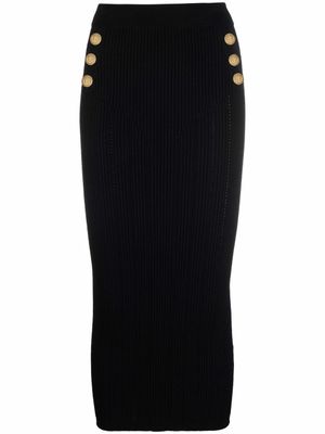 Balmain jupe mi-longue boutonnée - Noir
