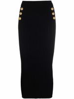Balmain jupe mi-longue boutonnée - Noir