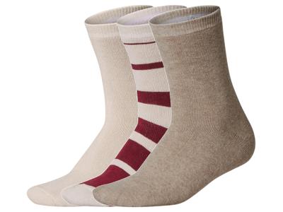 esmara 3 Paar thermosokken (bruin/crème/rood, 39-42)