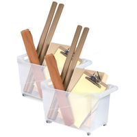 Set van 6x stuks kunststof trolleys transparant op wieltjes L45 x B24 x H27 cm - thumbnail