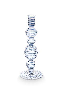 Pip Studio Kaarsenhouder Glas Swirl Donkerblauw 22cm