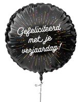 Folieballon &apos;Gefeliciteerd met je verjaardag&apos; Zwart (45cm) - thumbnail