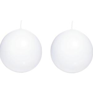 Trend Candles Bolkaars glad - 2x - wit - 8 cm - 25 branduren - ronde kaarsen