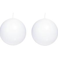 Trend Candles Bolkaars glad - 2x - wit - 8 cm - 25 branduren - ronde kaarsen