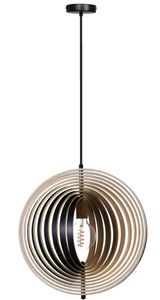 ETH Desing hanglamp Woody zwart met hout Ø 43,5cm 05-HL4539-3070