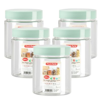 Voorraadpot/bewaarpot - 10x - 600 ml - kunststof - mint groen - B10 x H12 cm