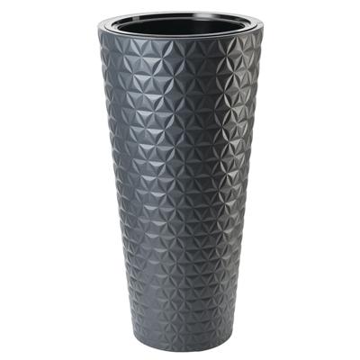 Form Plastic Plantenpot/bloempot Diamond - kunststof - antraciet - D30 x H58 cm - met binnenpot