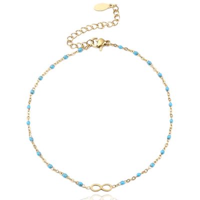 Enkelband Goud & Emaille - Infinity Blue