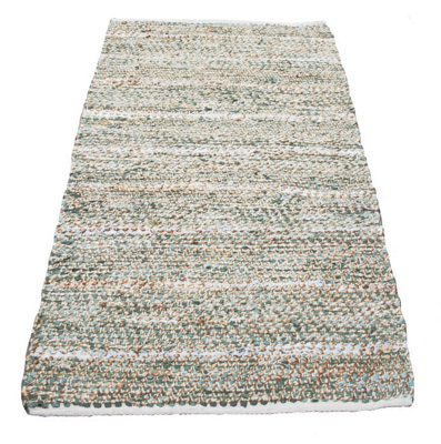 Vloerkleed leer - salie/jute in 4 maten