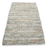 Vloerkleed leer - salie/jute in 4 maten