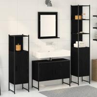 Badkamermeubelset 4 pcs Zwart 33 x 33 x 185.5 cm Bewerkt hout