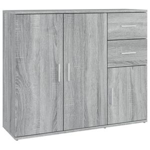 The Living Store Dressoir Classic Grey Sonoma Eiken - 91x29.5x75 cm - Stevig bewerkt hout