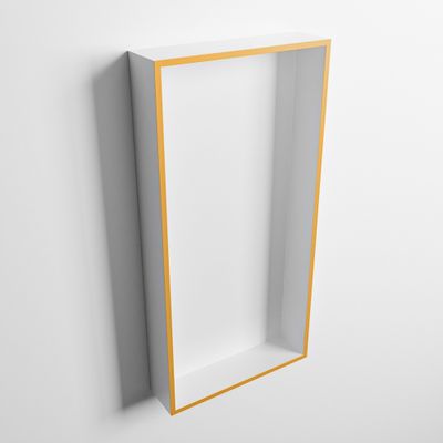 MONDIAZ EASY Nis 59,5x29,5cm in solid surface kleur Ocher | Talc. 1 vak geschikt voor in- of opbouw
