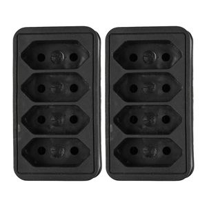 Benson Stopcontact splitter - 2x - quattro - zwart - voor 4 platte stekkers - Verdeelstekkers